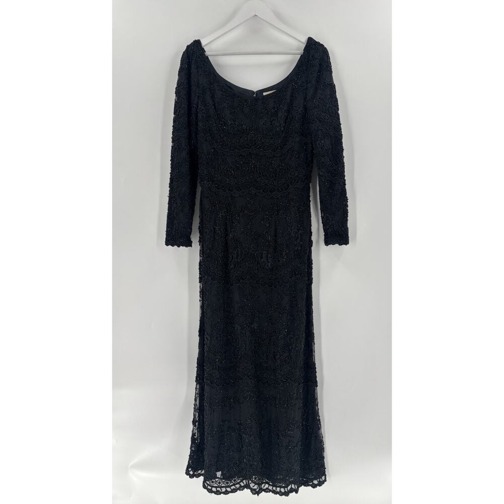 Hartly Westwood Beaded Dress Womens "XL" Black Floral Maxi 100% Silk Heavy